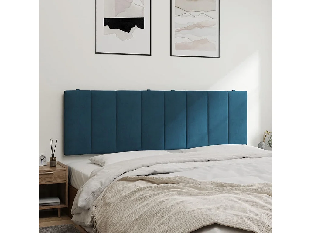 Tête de lit coussin bleu 160 cm velours