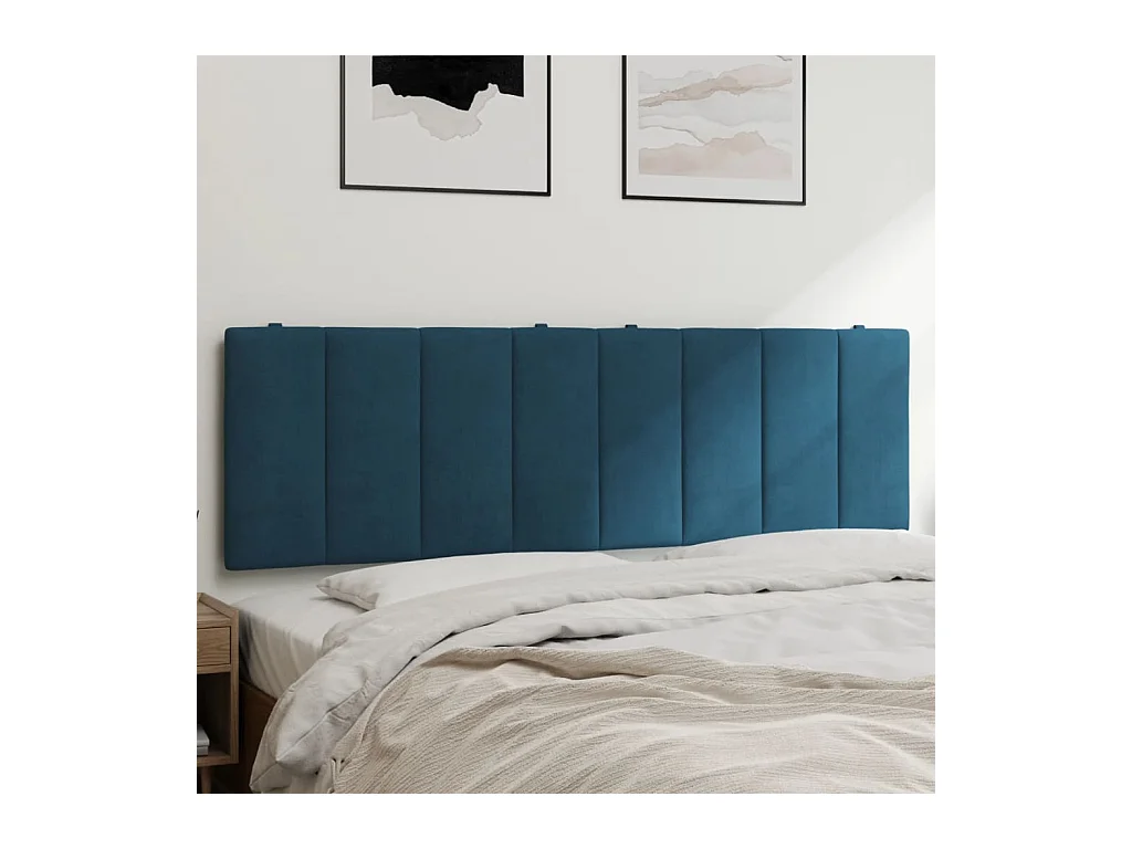 Tête de lit coussin bleu 160 cm velours