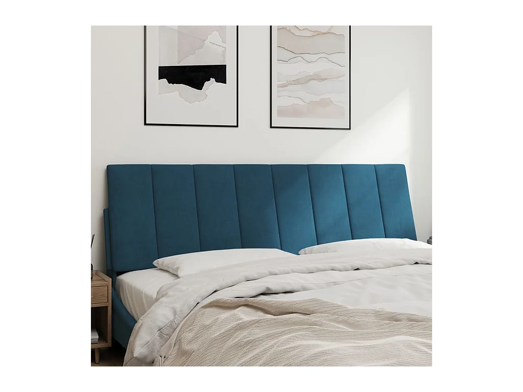 Tête de lit coussin bleu 160 cm velours