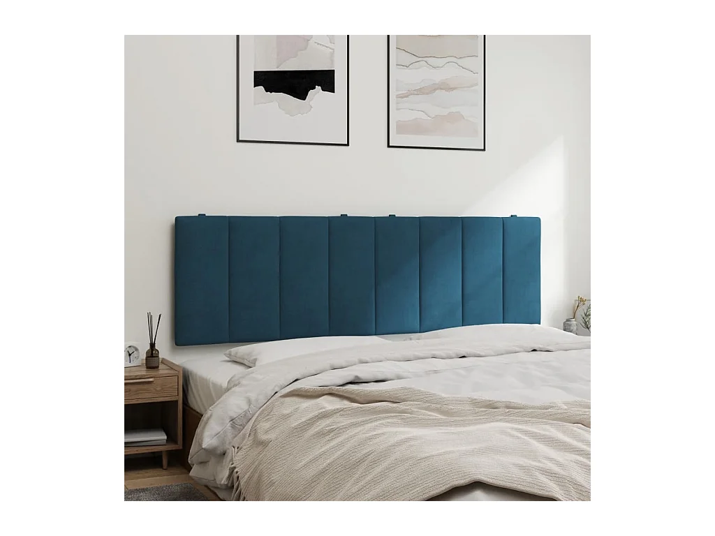 Tête de lit coussin bleu 160 cm velours