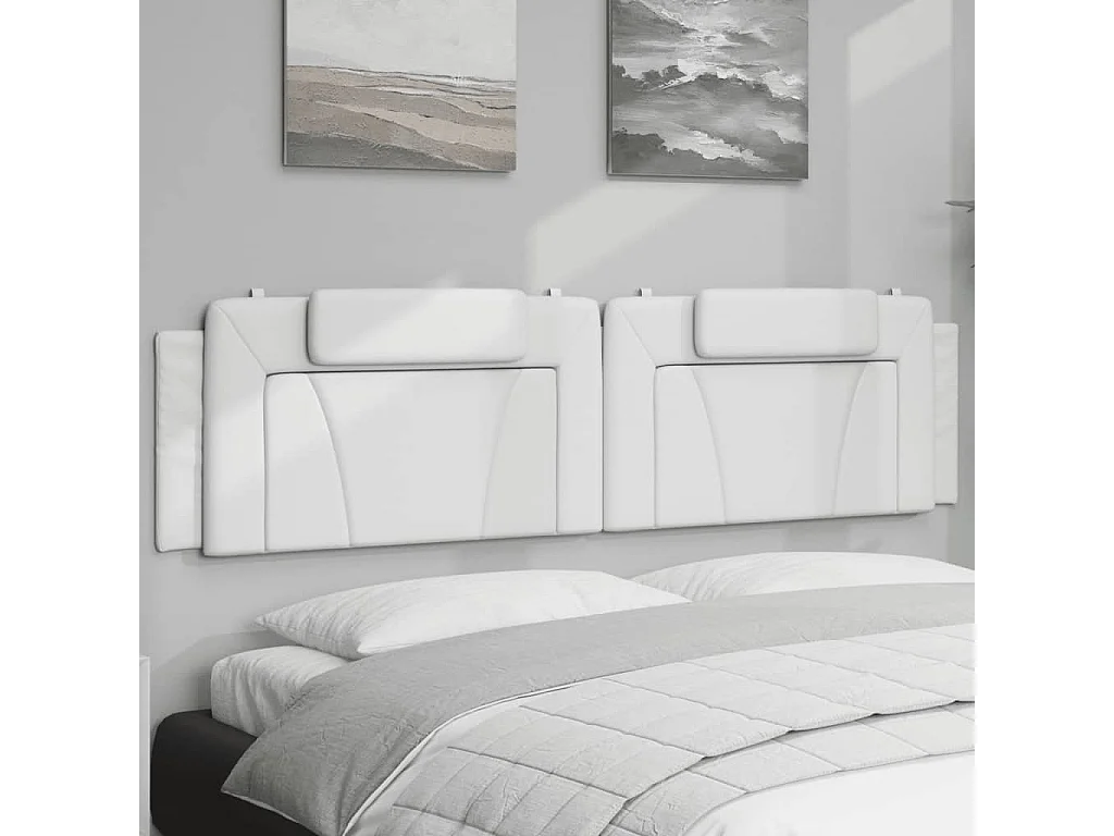 Almofadão de cabeceira 200 cm couro artificial branco