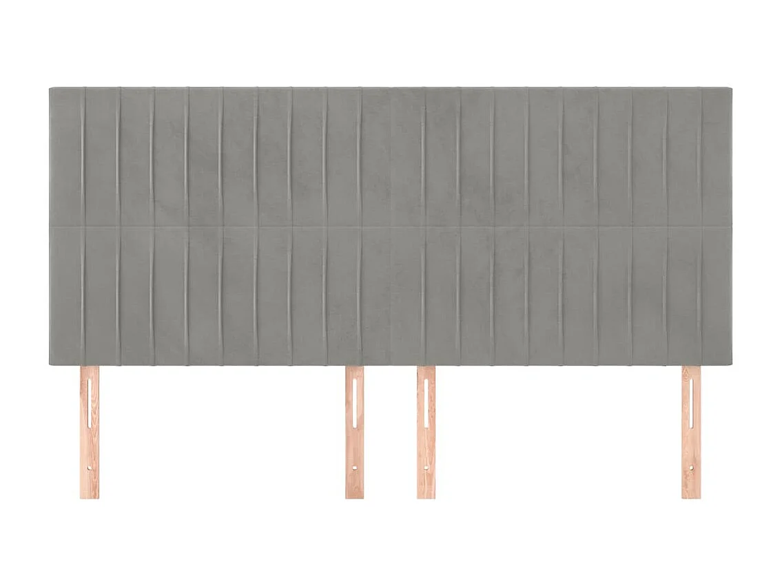 Cabeceira de cama 4 peças veludo 80x5x78/88 cm cinzento-claro