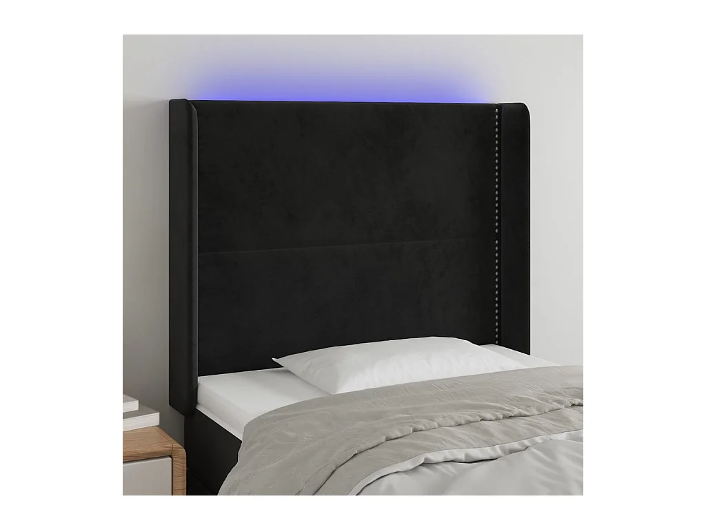 Tête de lit à LED Noir 83x16x118/128 cm Velours