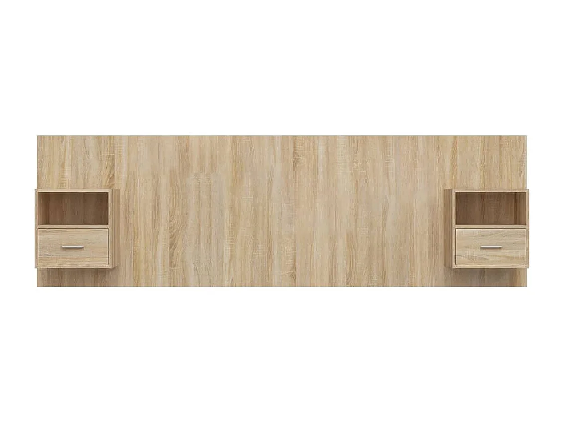 Cabecero de cama con mesitas madera contrachapada roble Sonoma