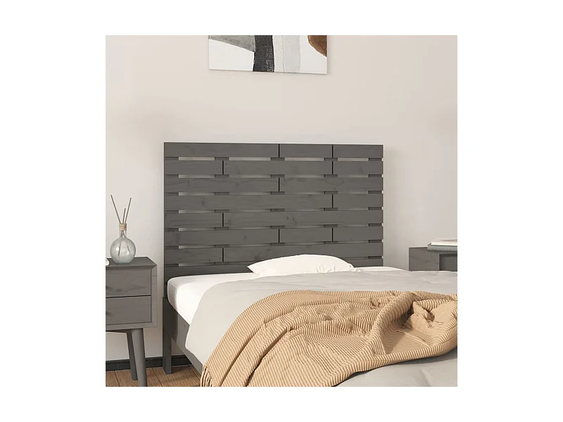 Cabeceira de parede 96x3x63 cm madeira de pinho maciça cinza