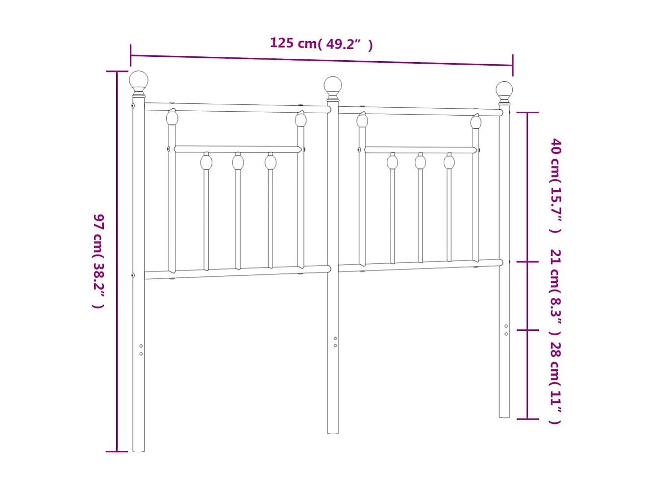 Tête de lit métal blanc 120 cm