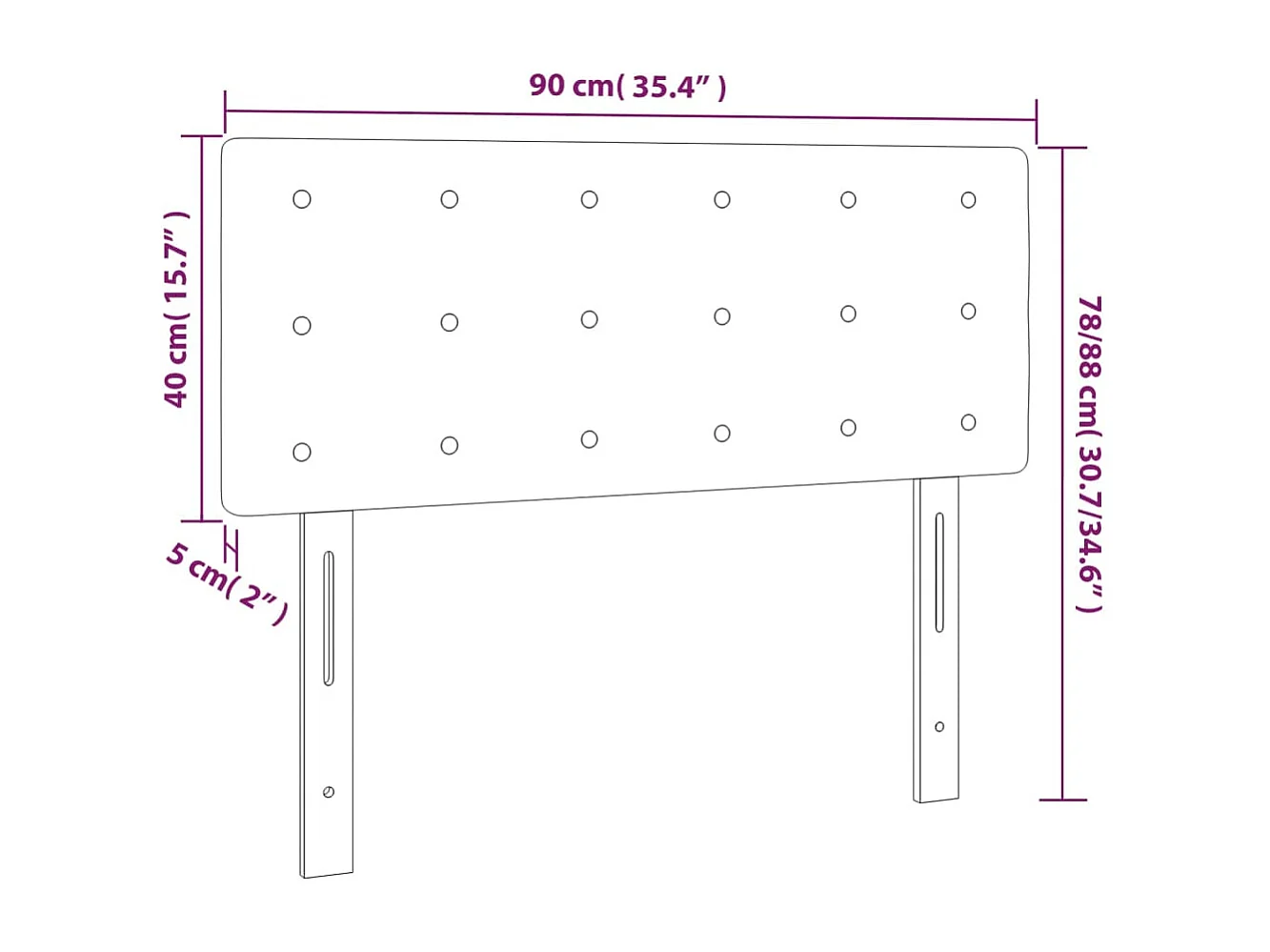 Tête de lit à LED Marron Foncé 90x5x78/88 cm Tissu