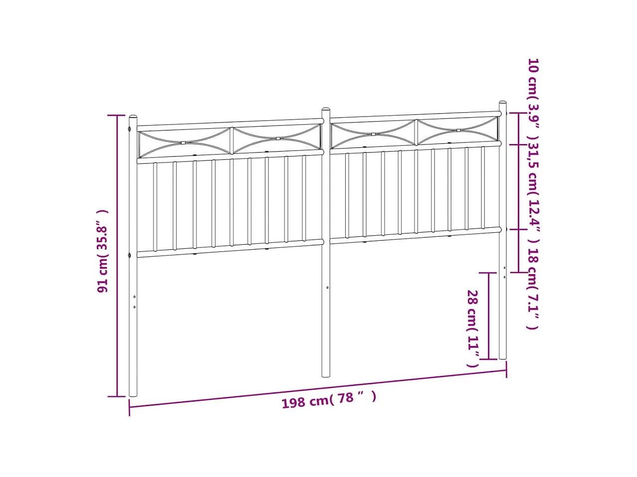 Cabecero de metal blanco 193 cm