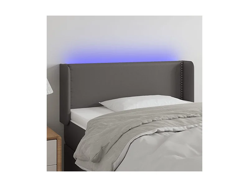 Cabeceira cama c/ LED 93x16x78/88 cm couro artificial cinzento