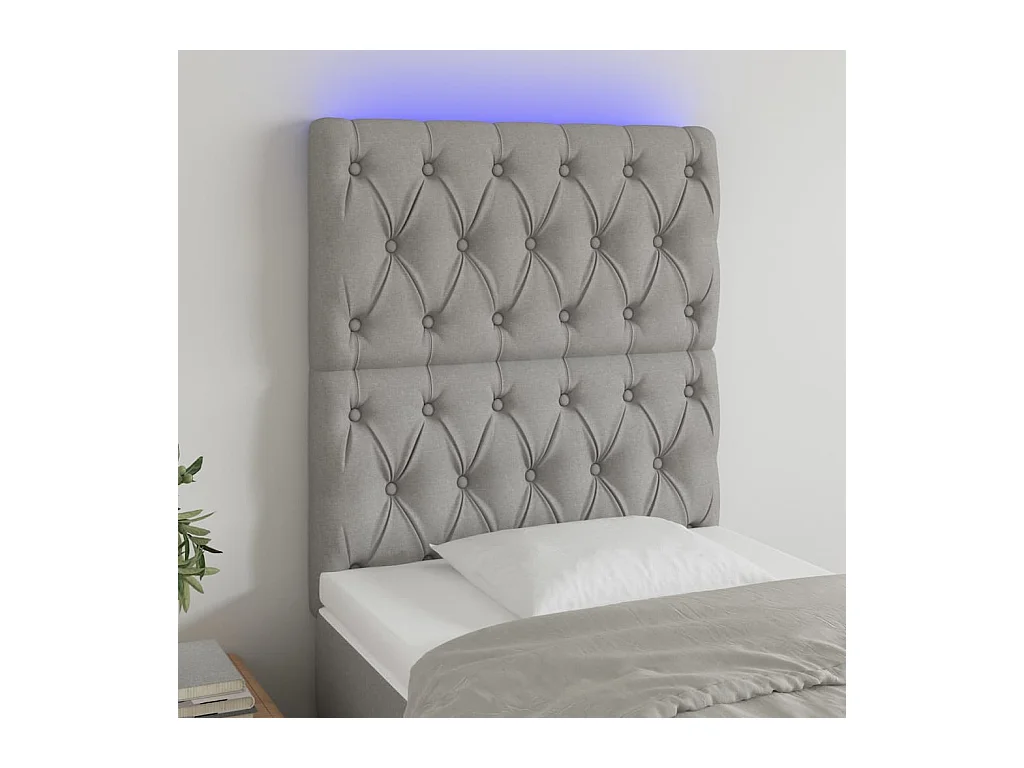 Tête de lit à LED Gris clair 80x7x118/128 cm Tissu