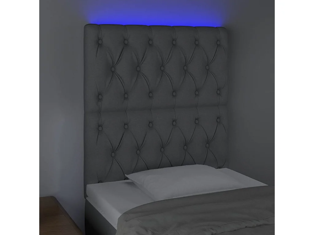 Tête de lit à LED Gris clair 80x7x118/128 cm Tissu