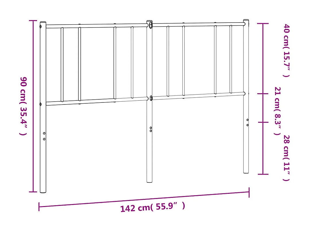 Cabeceira de cama 135 cm metal branco