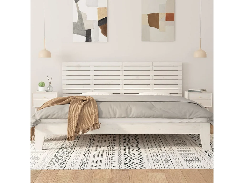 Tête de lit murale Blanc 166x3x63 cm Bois massif de pin