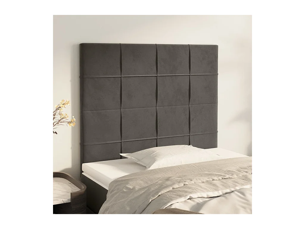 Tête de lit 2 pièces Gris foncé 80x5x78/88 cm Velours