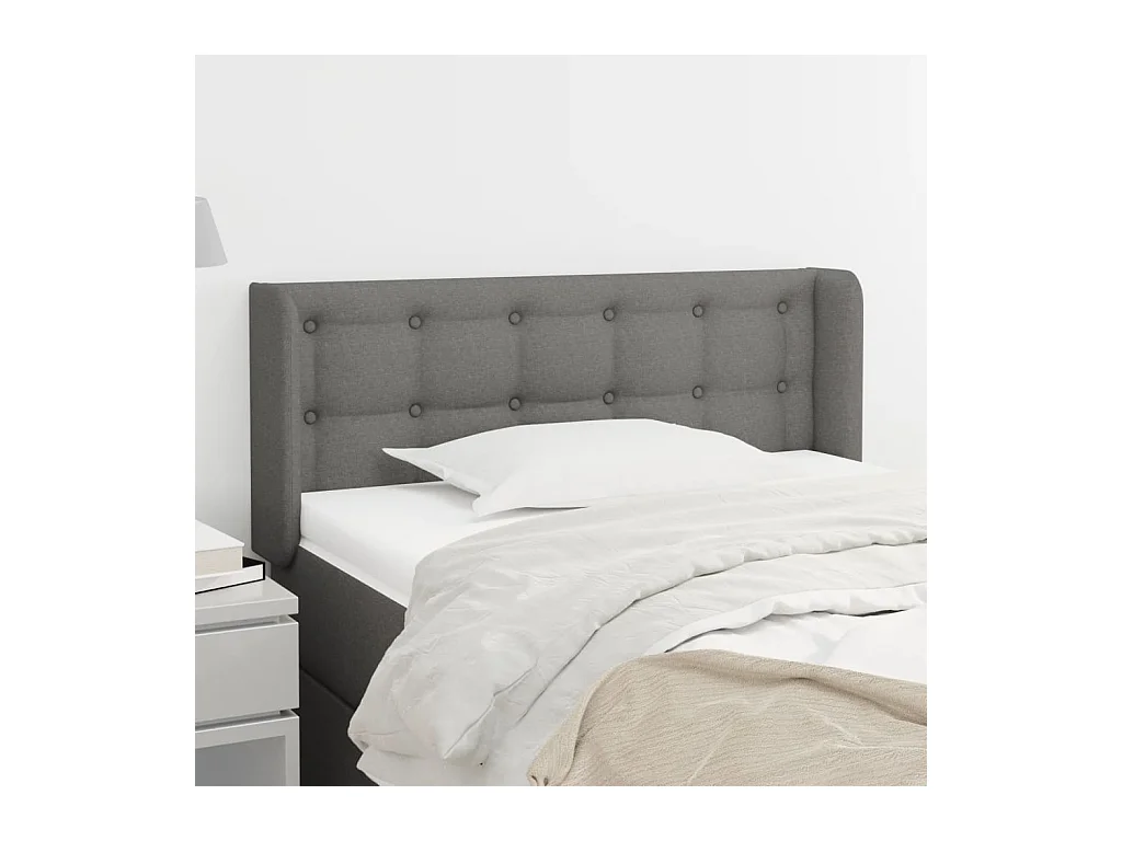 Tête de lit avec oreilles Gris foncé 103x16x78/88 cm Tissu