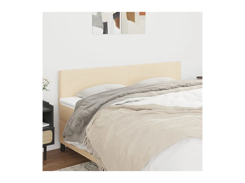 Hoofdborden 2 st 90x5x78/88 cm stof crèmekleurig