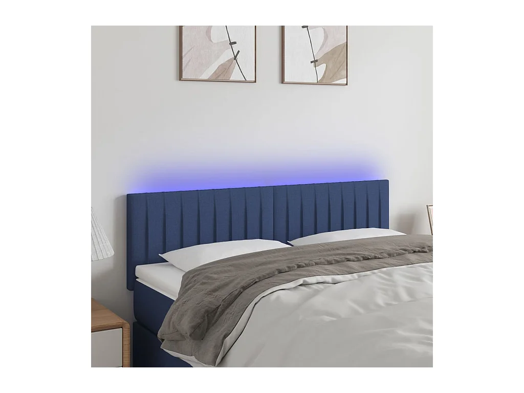 Tête de lit à LED Bleu 144x5x78/88 cm Tissu