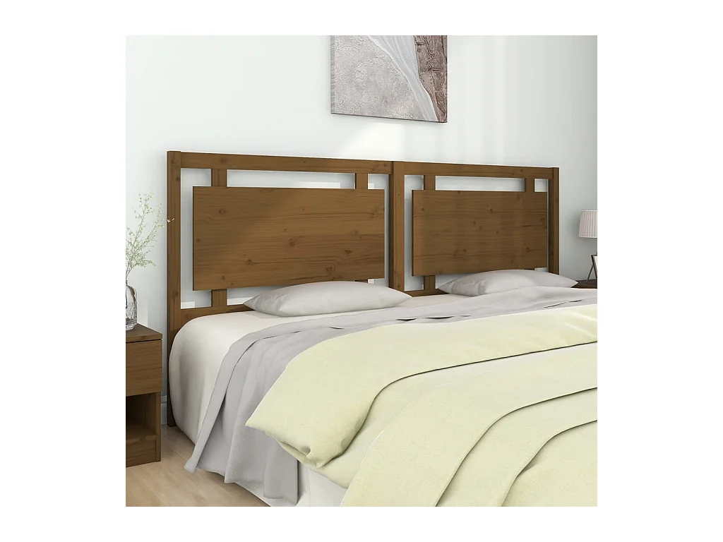 Cabecero de cama madera maciza de pino marrón miel 205x4x100 cm