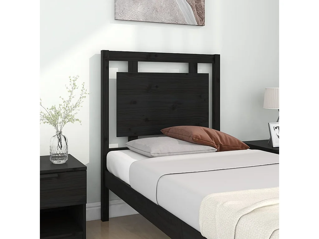 Hoofdbord 80,5x4x100 cm massief grenenhout zwart