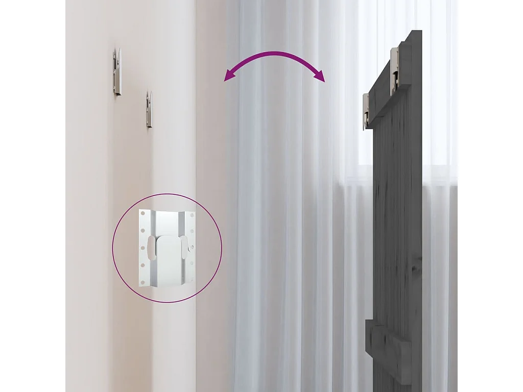 Tête de lit murale Gris 82,5x3x60 cm Bois massif de pin