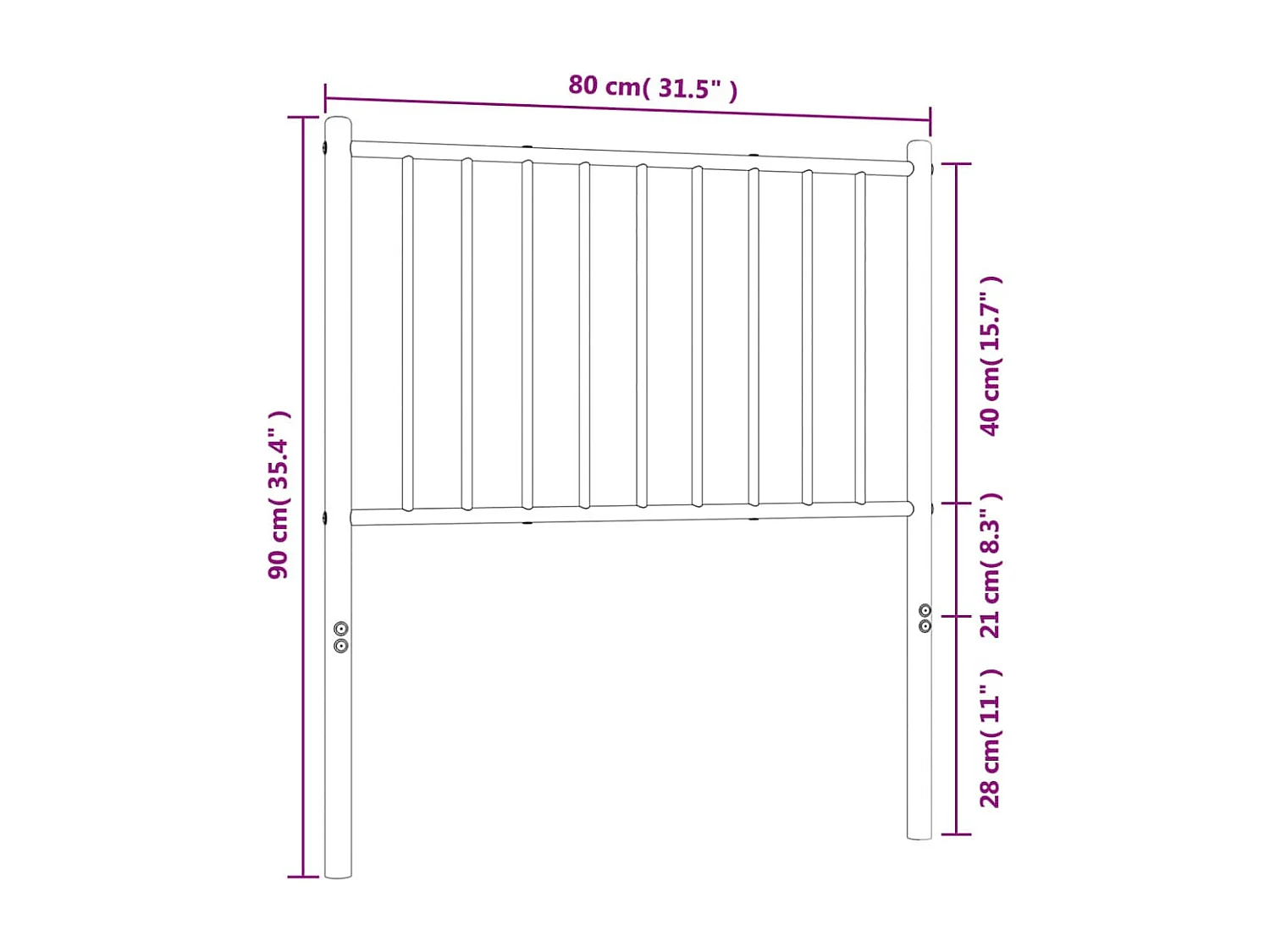Tête de lit métal blanc 75 cm