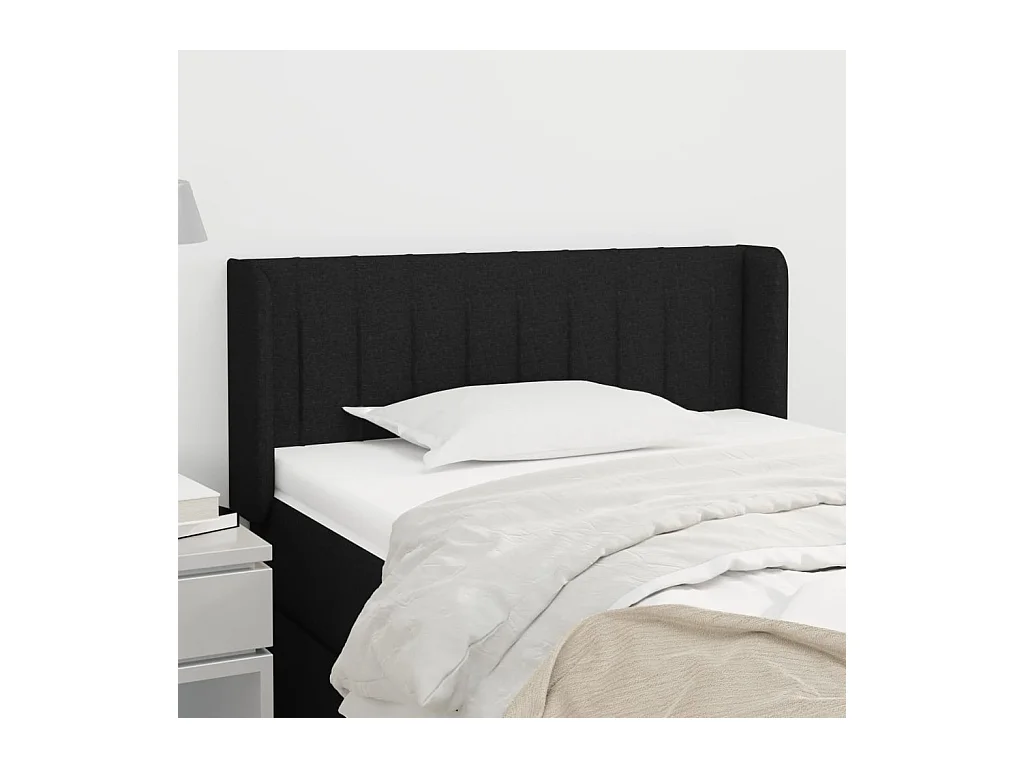Tête de lit avec oreilles Noir 103x16x78/88 cm Tissu