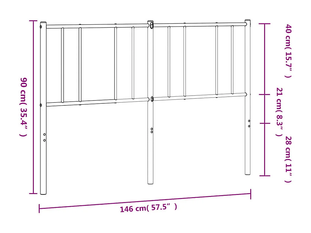 Cabecero de metal negro 140 cm