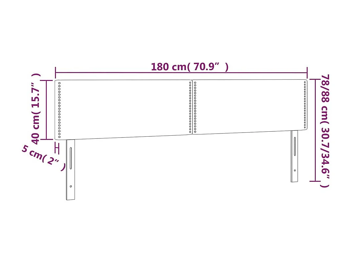 Hoofdborden 2 st 90x5x78/88 cm stof zwart