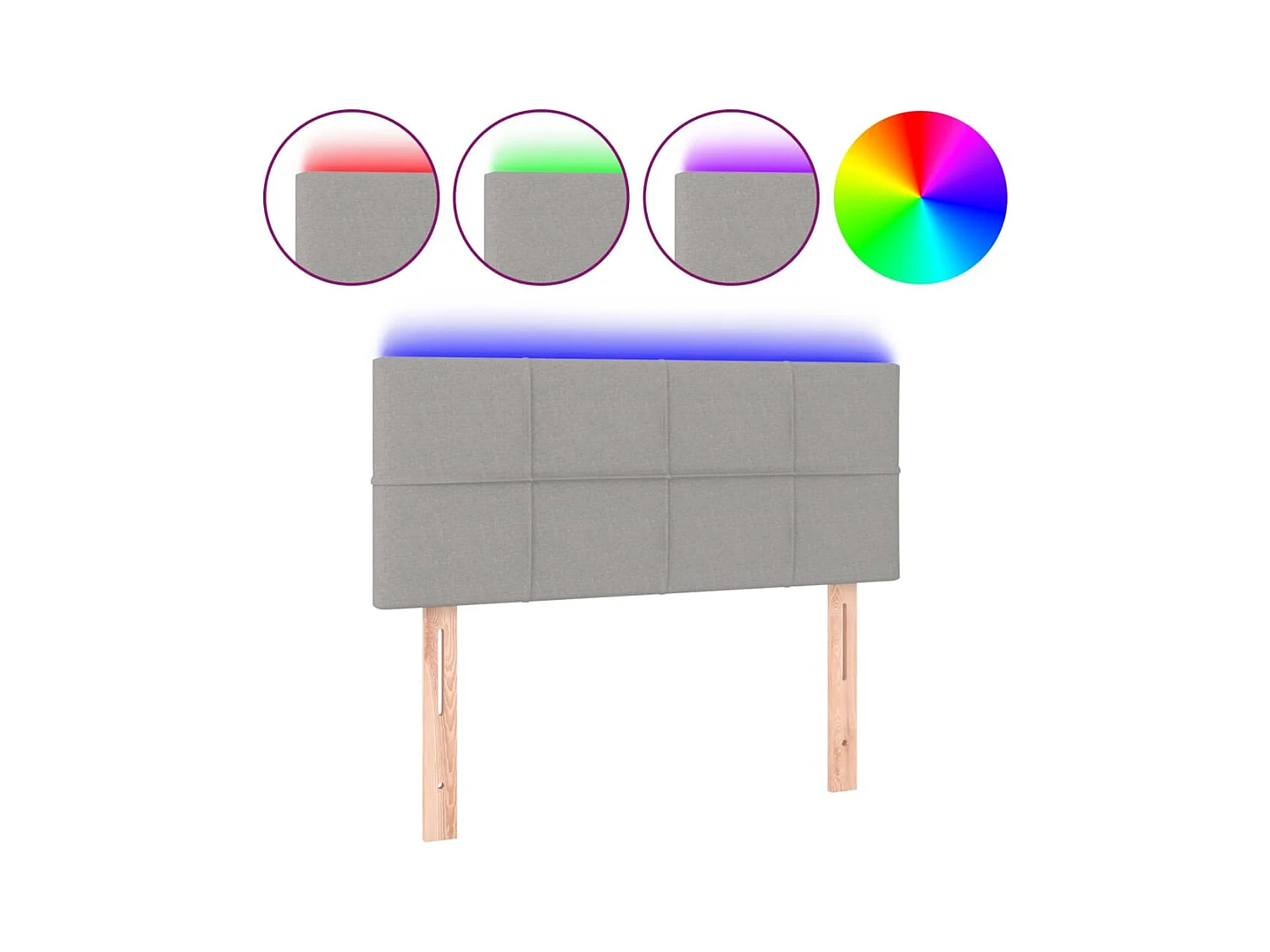 Cabecero con LED de tela gris claro 90x5x78/88 cm