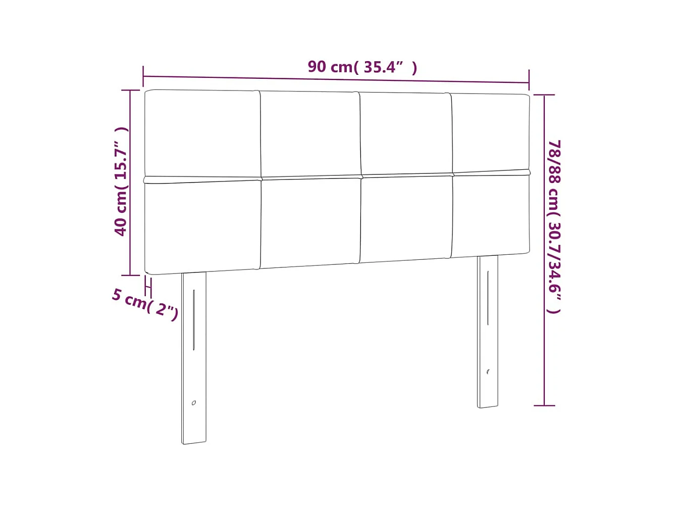 Cabecero con LED de tela gris claro 90x5x78/88 cm