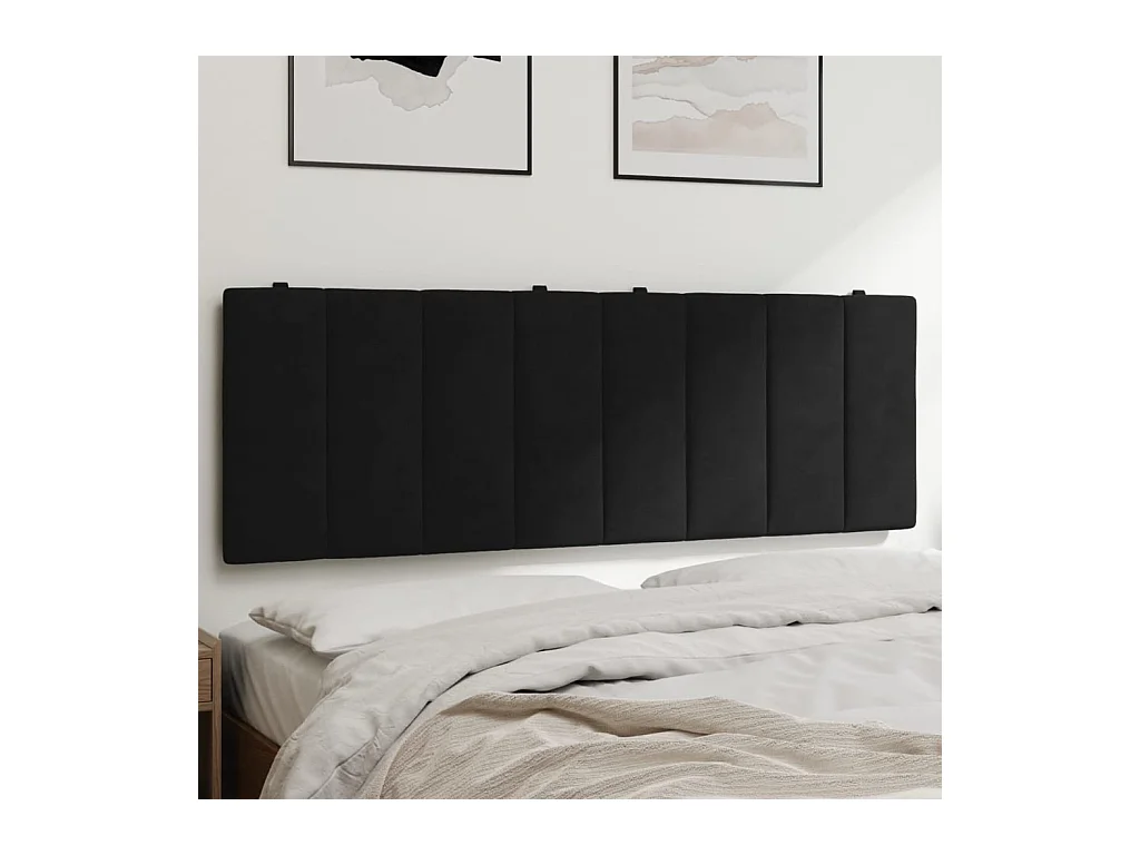 Tête de lit coussin noir 120 cm velours