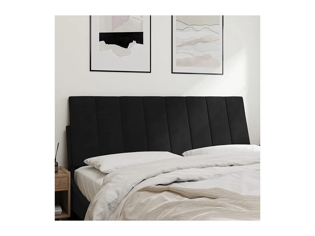 Tête de lit coussin noir 120 cm velours