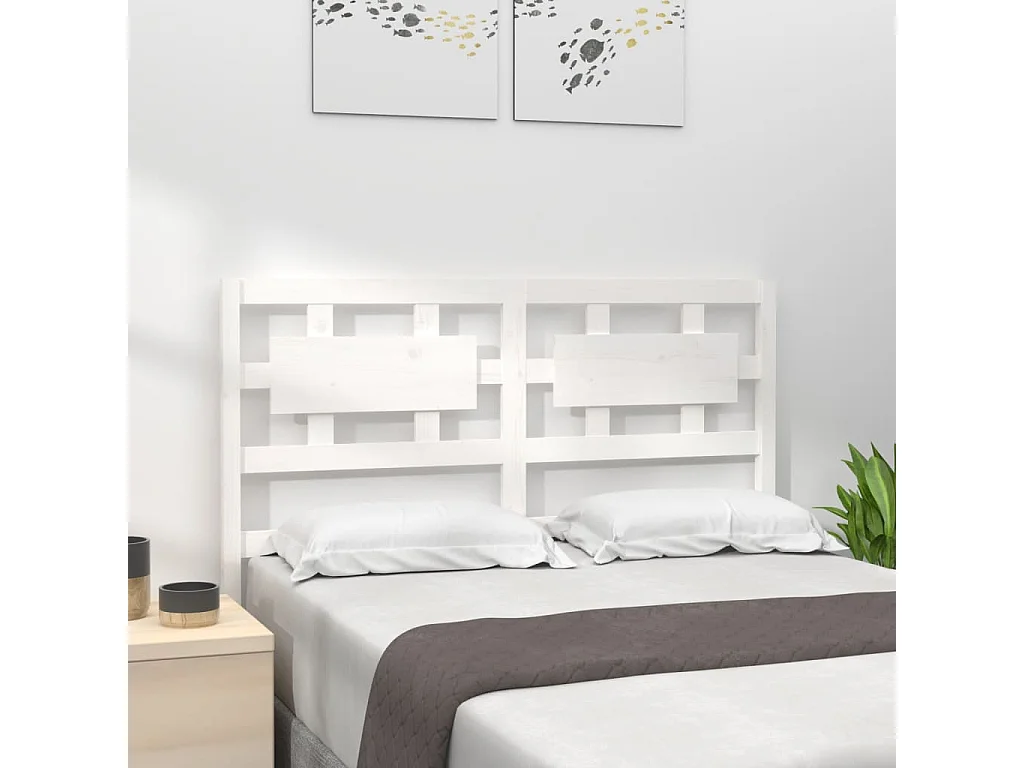 Tête de lit Blanc 125,5x4x100 cm Bois massif de pin