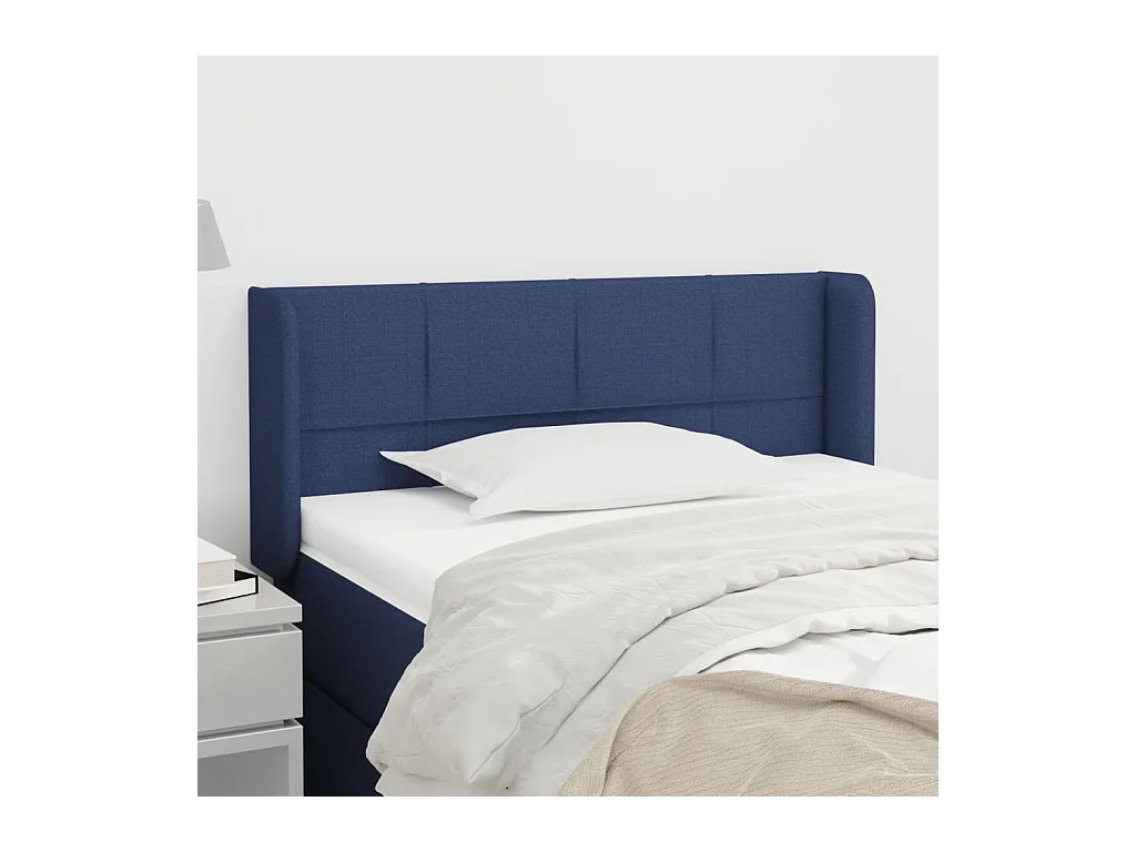 Hoofdbord met randen 93x16x78/88 cm stof blauw