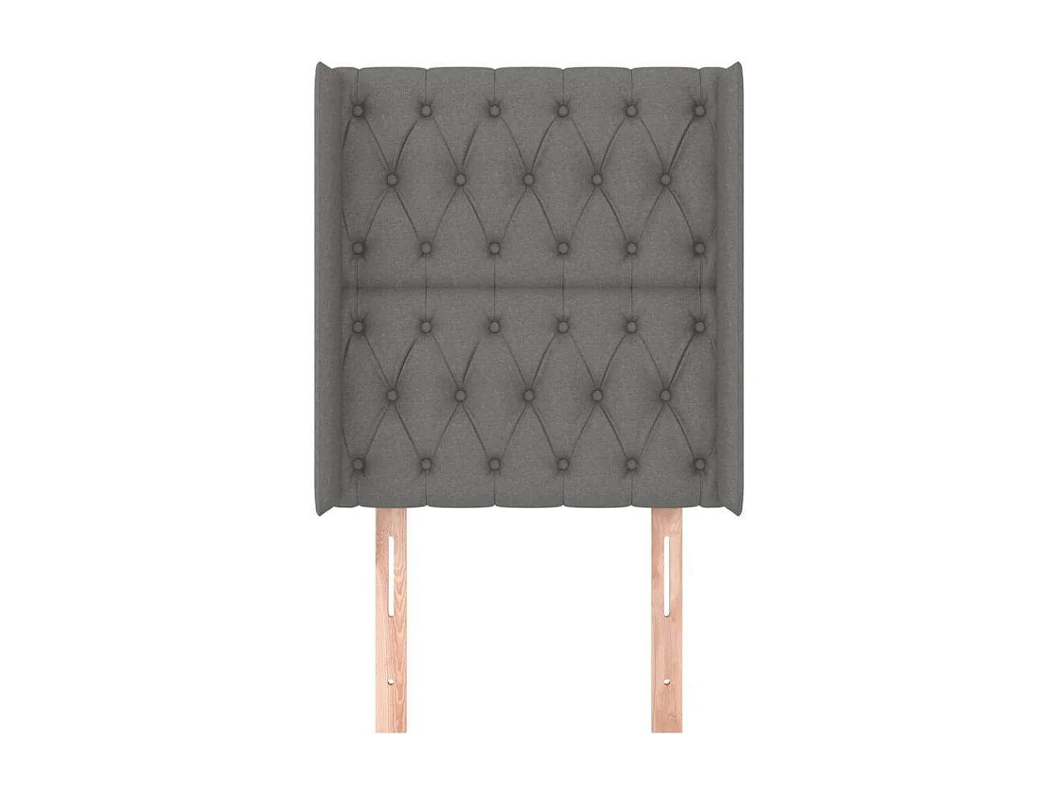 Cabecero con orejas de tela gris oscuro 83x16x118/128 cm