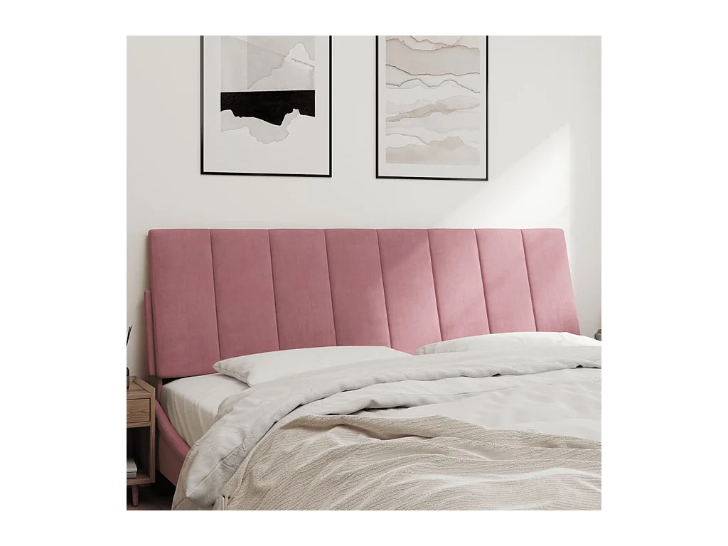 Tête de lit coussin rose 160 cm velours