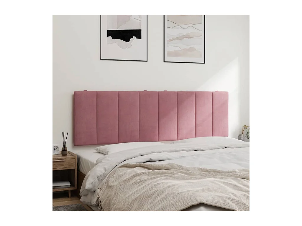 Tête de lit coussin rose 160 cm velours