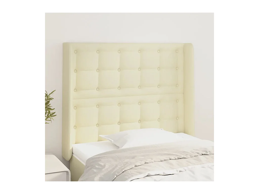 Tête de lit avec oreilles Crème 93x16x118/128 cm Similicuir
