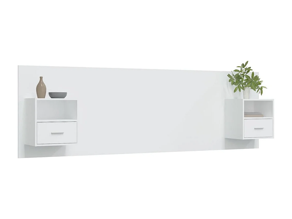 Tête de lit avec armoires Blanc Bois d'ingénierie