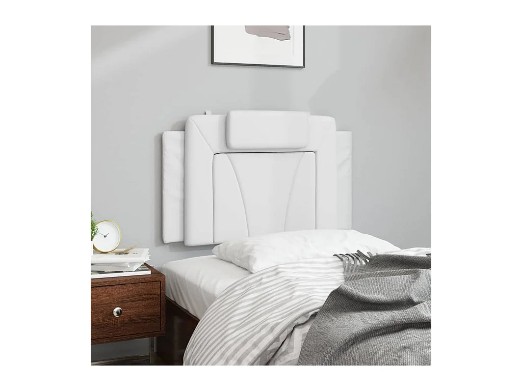 Tête de lit coussin blanc 90 cm similicuir