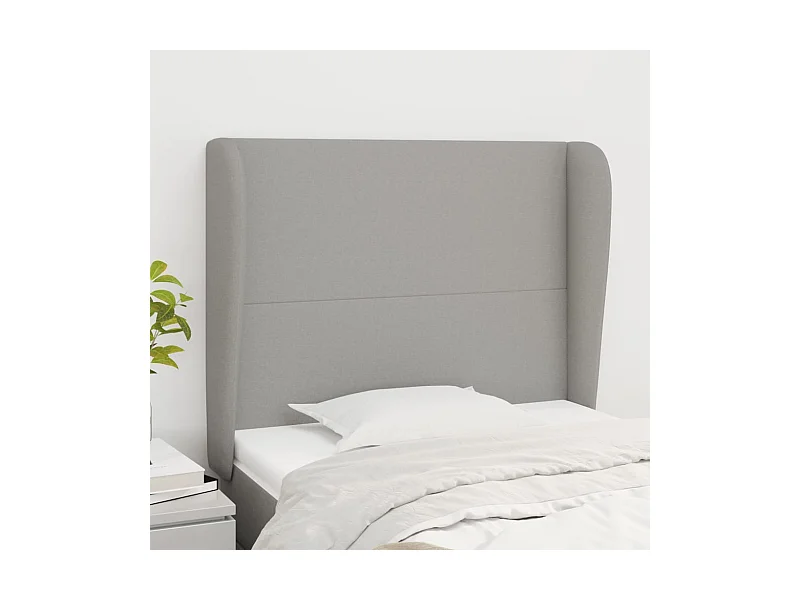 Tête de lit avec oreilles Gris clair 83x23x118/128 cm Tissu