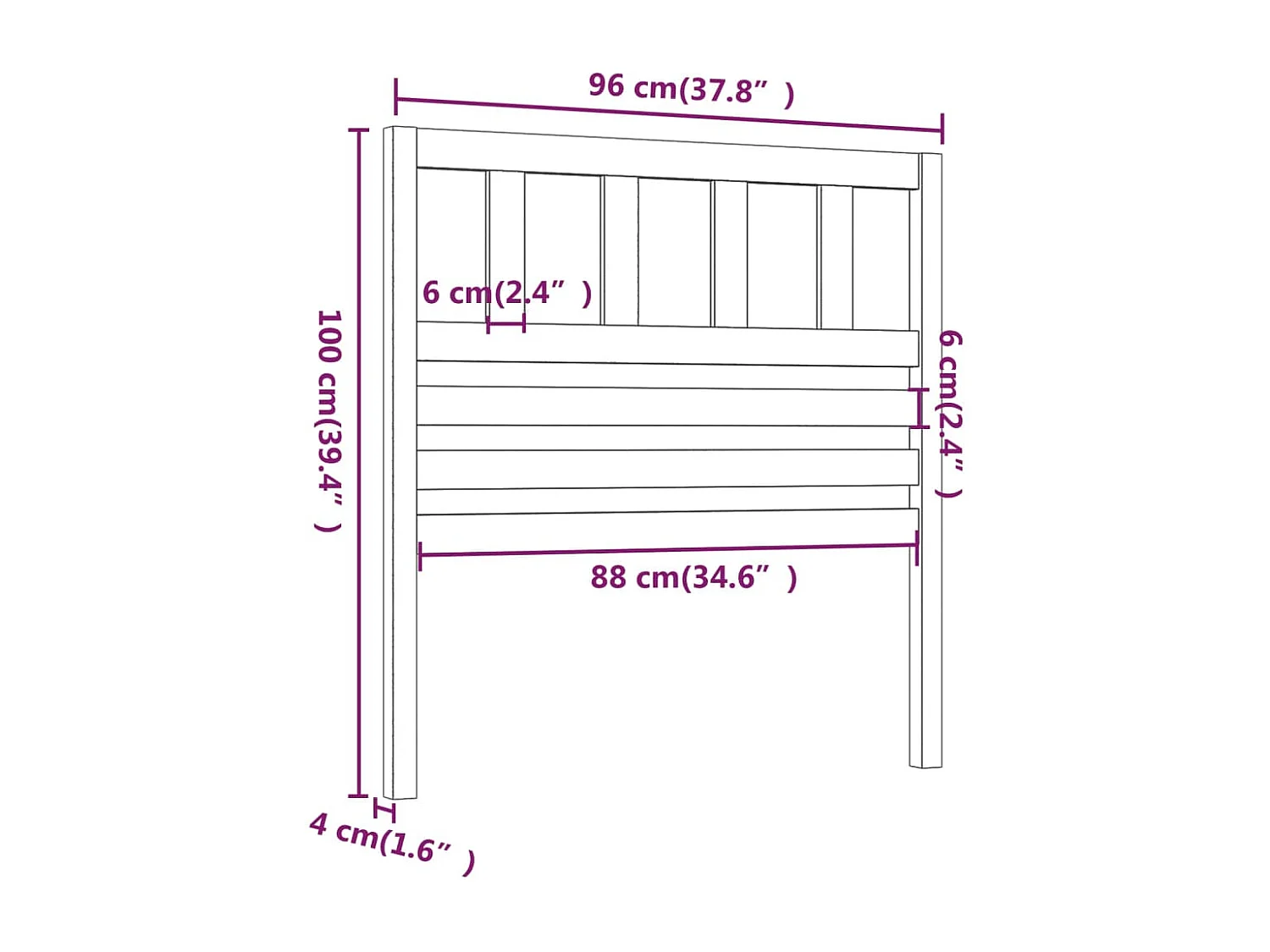 Cabeceira de cama 96x4x100 cm pinho maciço cinzento