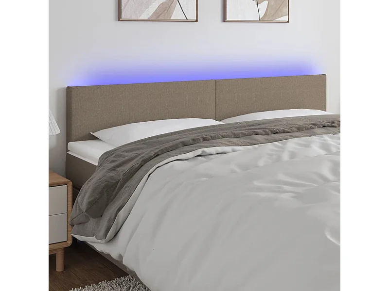 Cabecero con LED de tela gris taupe 160x5x78/88 cm