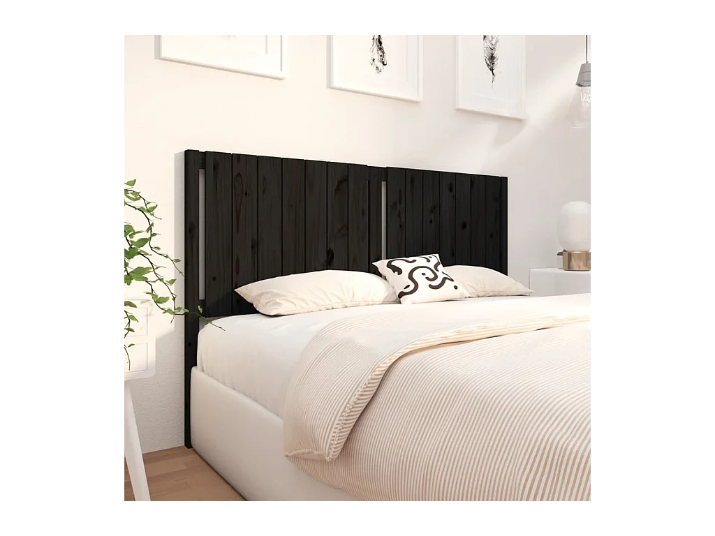 Tête de lit Noir 165,5x4x100 cm Bois massif de pin