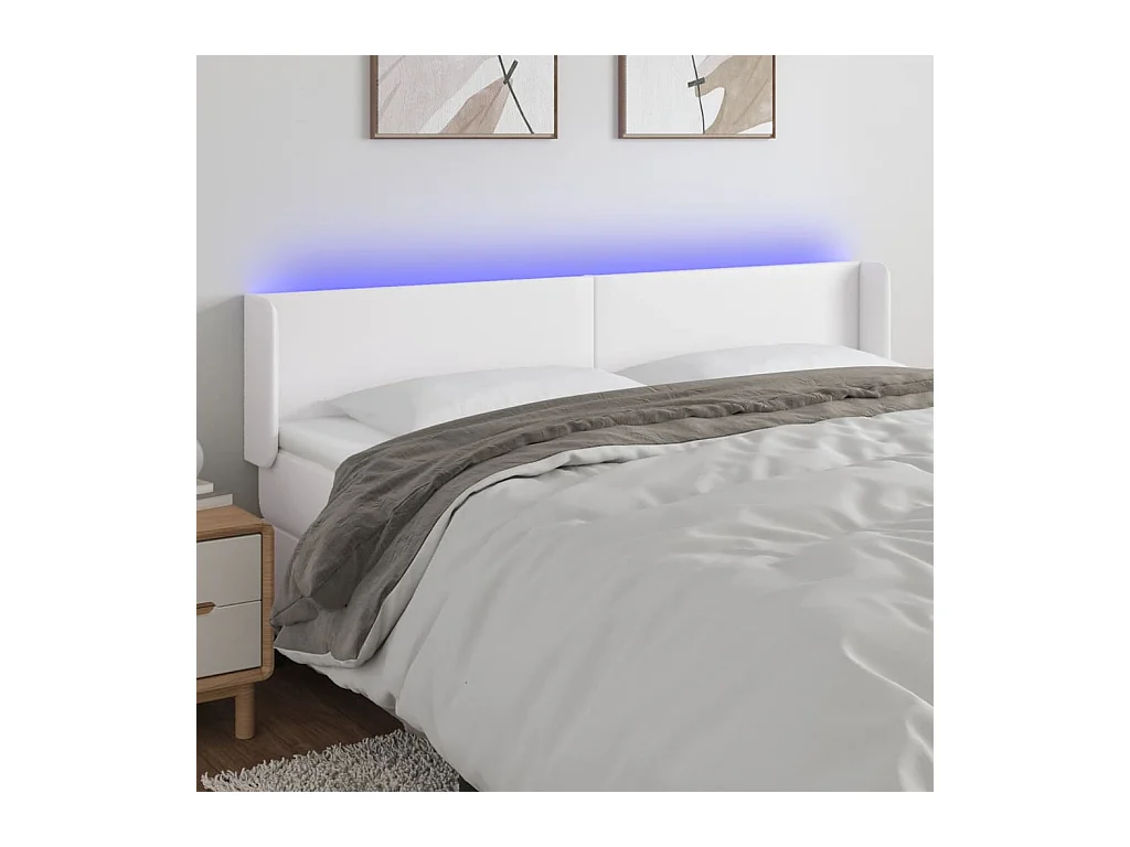 Cabecero con LED cuero sintético blanco 203x16x78/88 cm