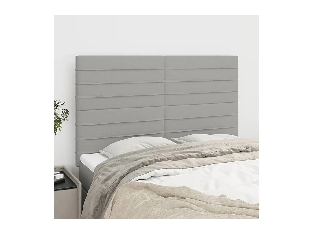 Hoofdborden 4 st 72x5x78/88 cm stof lichtgrijs