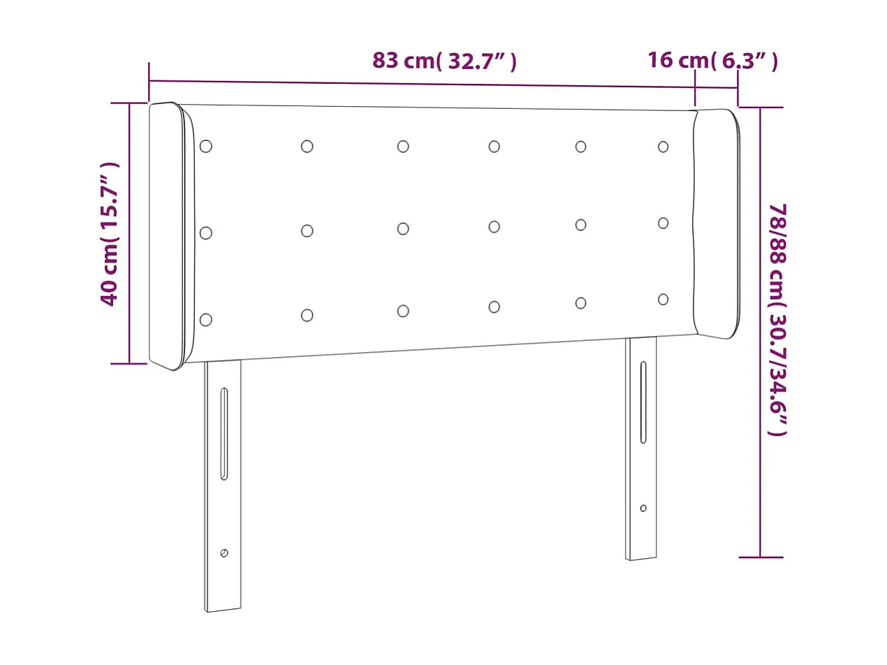 Hoofdbord LED 83x16x78/88 cm stof zwart