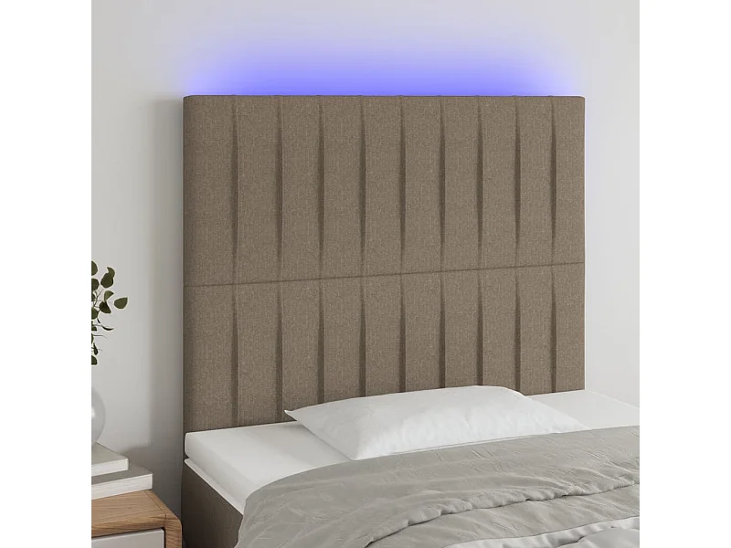 Tête de lit à LED Taupe 90x5x118/128 cm Tissu