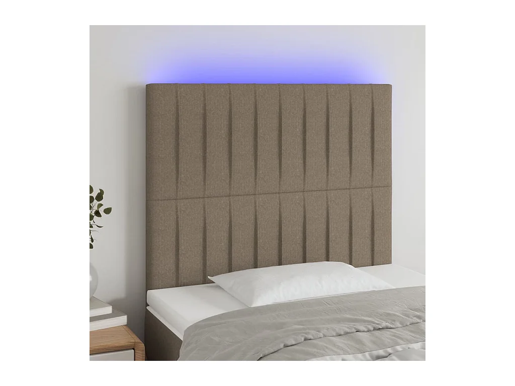 Tête de lit à LED Taupe 90x5x118/128 cm Tissu