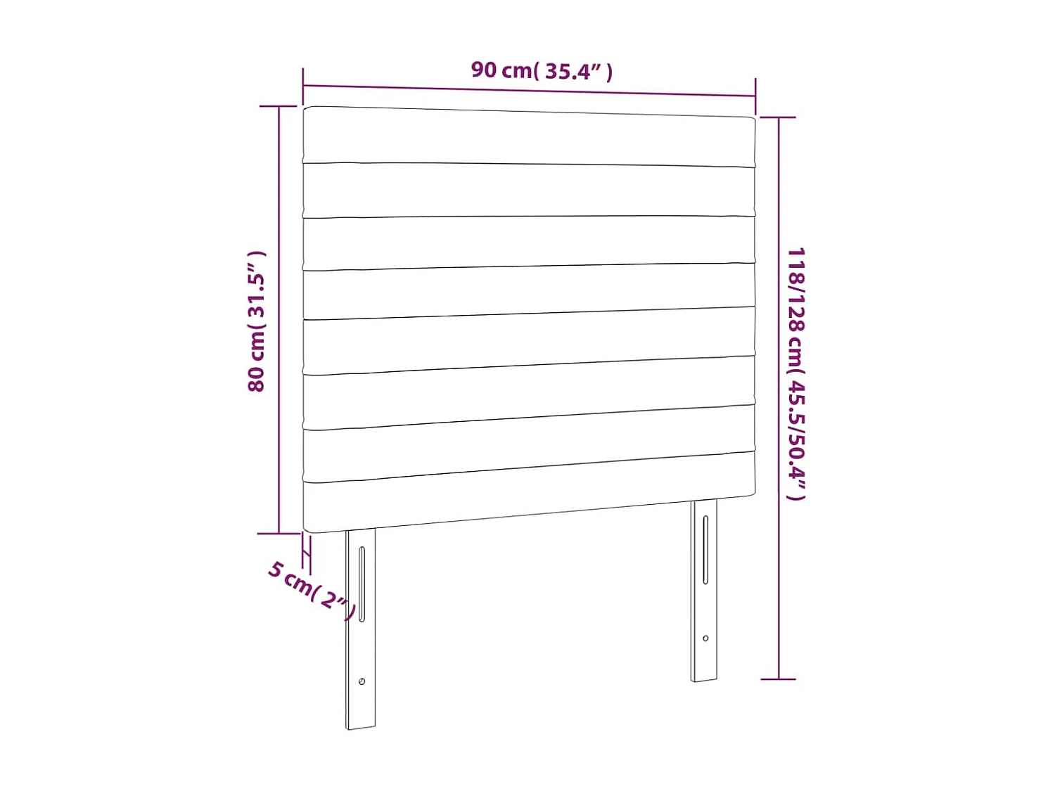 Tête de lit à LED Taupe 90x5x118/128 cm Tissu